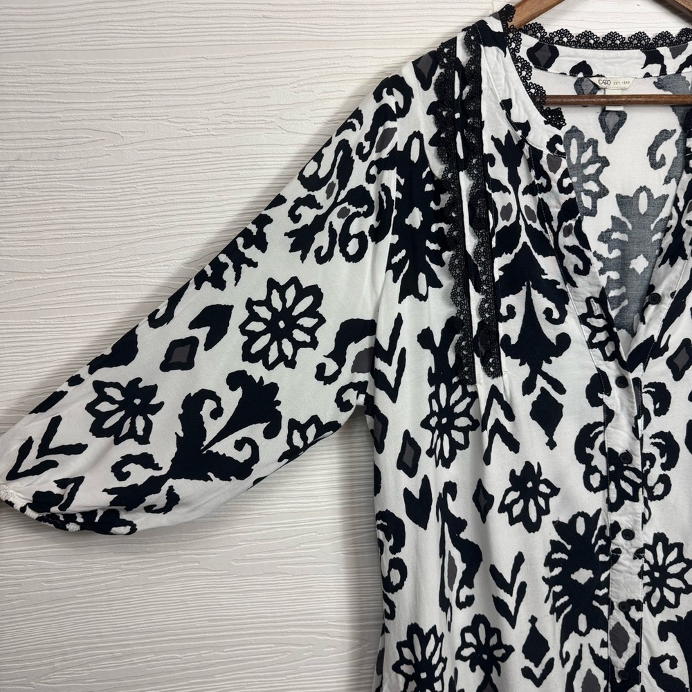 CATO Black and White Floral Women's Dress Flowy Pockets - Picture 4 of 13